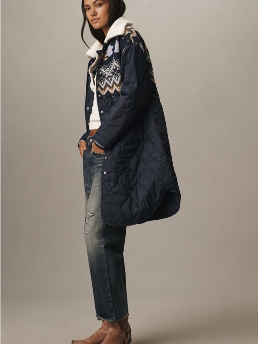 Anthropologie Fair Isle Mix Liner Jacket